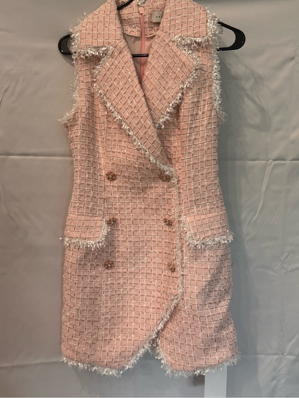 Endless Rose Pink Tweed Sleeveless Blazer Dress